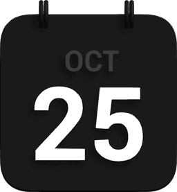 dark calendar with 25 Oct date 3d